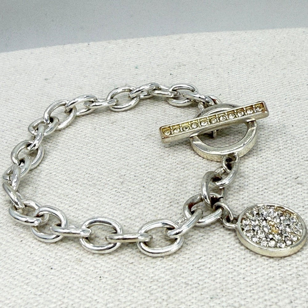 Anne Klein Silver Tone‎ Crystal Charm Toggle Bracelet - Picture 2 of 8